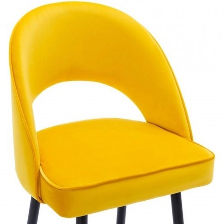 Chelsea Velvet Upholstered Bar Stool - Mustard Seat Detail
