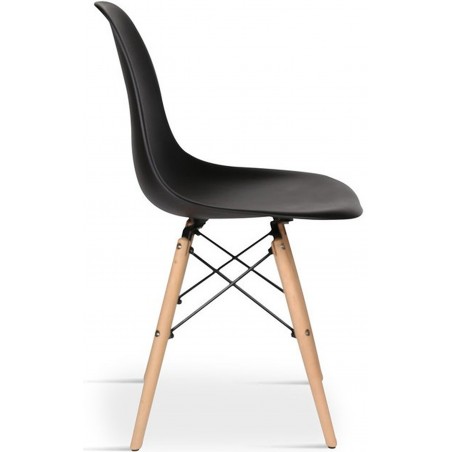 Eames Style DSW Chair - Black Side View