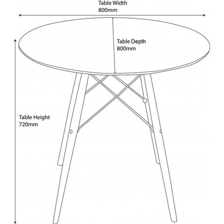 DSW Dining Round Table - Dimensions