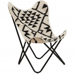 Hatay Aztec Butterfly Chair - Black/White