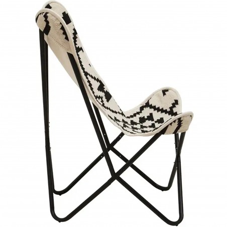 Hatay Aztec Butterfly Chair - Black/White side view