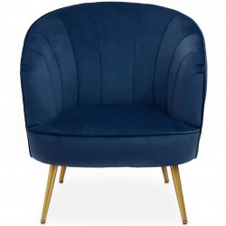 Yolanda Velvet Upholstered Armchair - Blue Front View