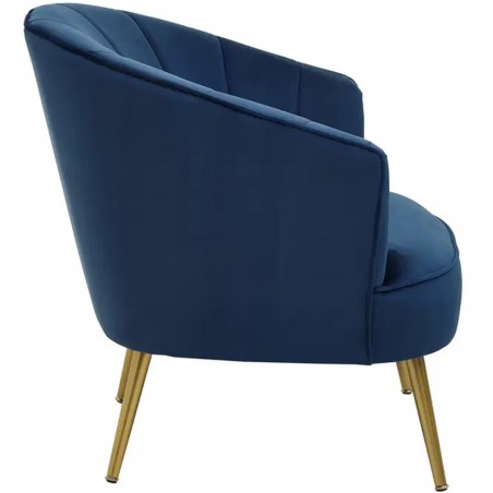 Yolanda Velvet Upholstered Armchair - Blue Side View