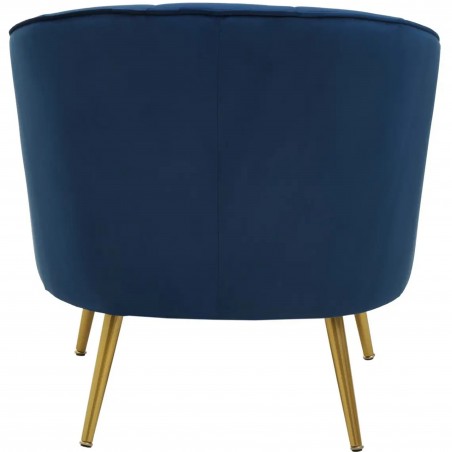 Yolanda Velvet Upholstered Armchair - Blue Rear View