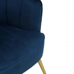 Yolanda Velvet Upholstered Armchair - Blue Seat Detail
