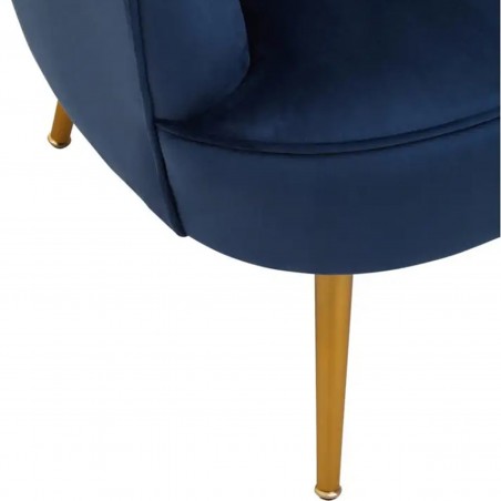 Yolanda Velvet Upholstered Armchair - Blue Leg Detail