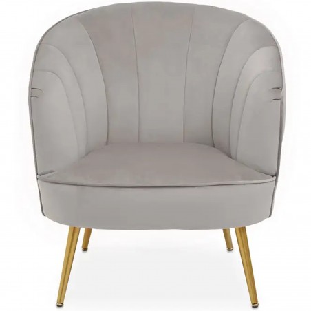 Yolanda Velvet Upholstered Armchair - Grey Front View