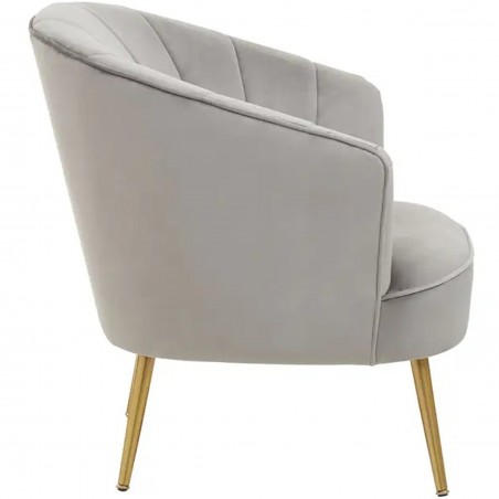 Yolanda Velvet Upholstered Armchair - Grey Side View