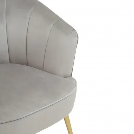 Yolanda Velvet Upholstered Armchair - Grey Seat Detail