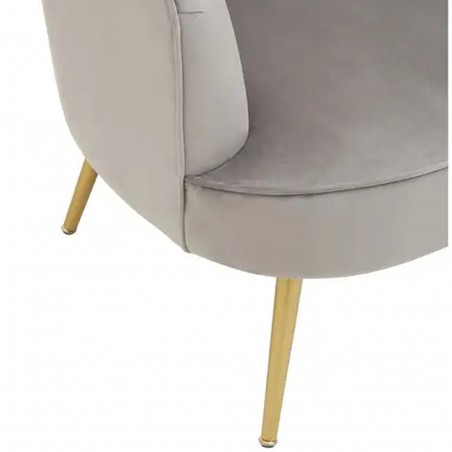 Yolanda Velvet Upholstered Armchair - Grey Leg Detail
