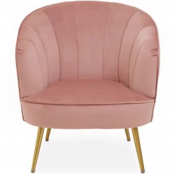 Yolanda Velvet Upholstered Armchair - Pink Front View