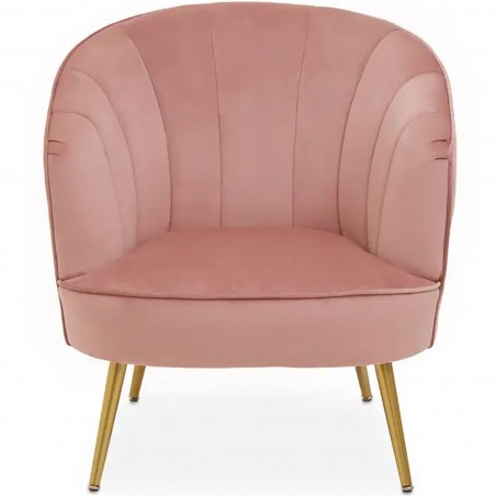Yolanda Velvet Upholstered Armchair - Pink Front View