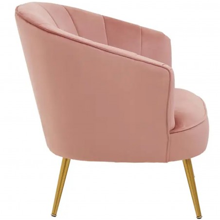 Yolanda Velvet Upholstered Armchair - Pink Side View