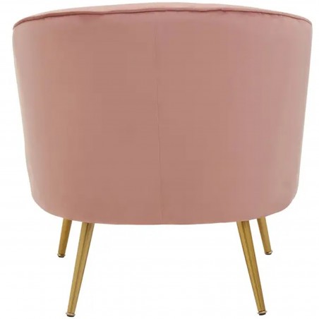 Yolanda Velvet Upholstered Armchair - Pink Rear View