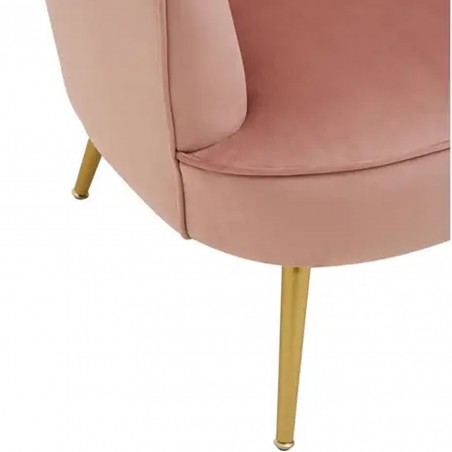Yolanda Velvet Upholstered Armchair - Pink Leg Detail