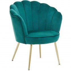Ovala Velvet Scalloped Shell Armchair Accent Chair - Green