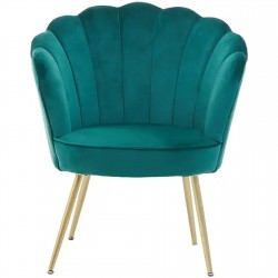 Ovala Velvet Scalloped Shell Armchair Accent Chair - Green Front View