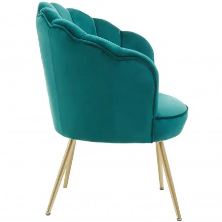 Ovala Velvet Scalloped Shell Armchair Accent Chair - Green Side View