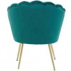 Ovala Velvet Scalloped Shell Armchair Accent Chair - Green Rear View