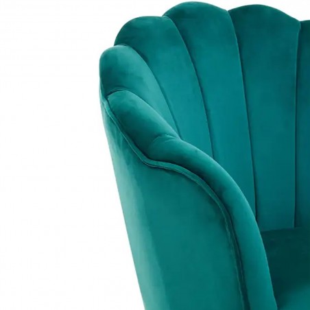 Ovala Velvet Scalloped Shell Armchair Accent Chair - Green Seat Detail