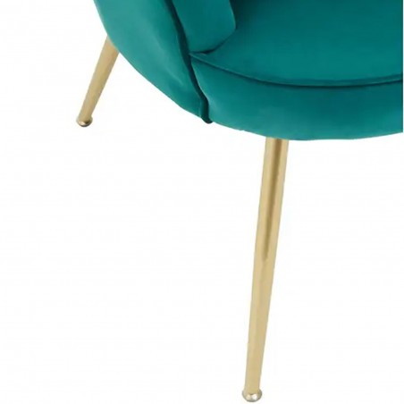 Ovala Velvet Scalloped Shell Armchair Accent Chair - Green Leg Detail