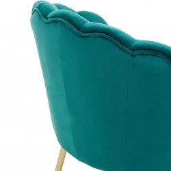 Ovala Velvet Scalloped Shell Armchair Accent Chair - Green Back Detail