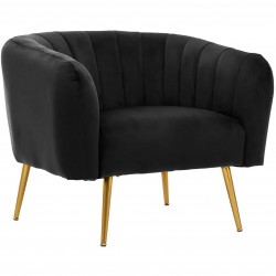 Larissa Velvet Upholstered Armchair - Black