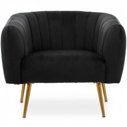 Larissa Velvet Upholstered Armchair - Black Front View
