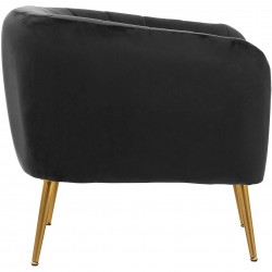 Larissa Velvet Upholstered Armchair - Black Side View