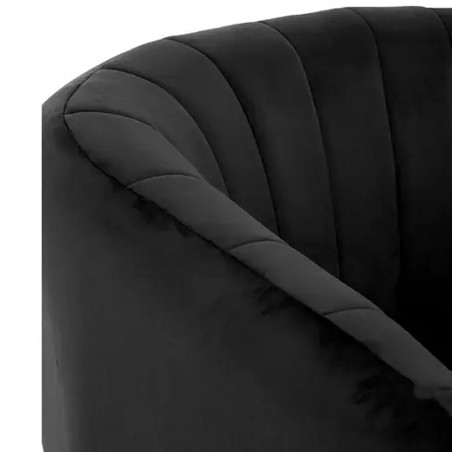Larissa Velvet Upholstered Armchair - Black Arm Detail