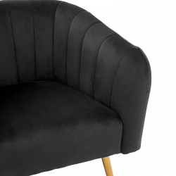 Larissa Velvet Upholstered Armchair - Black Seat Detail