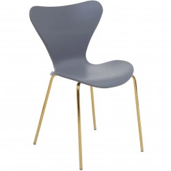 Leila Plastic Dining Chair with Gold Metal Legs - Grey