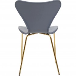Leila Plastic Dining Chair with Gold Metal Legs - Grey Rear View