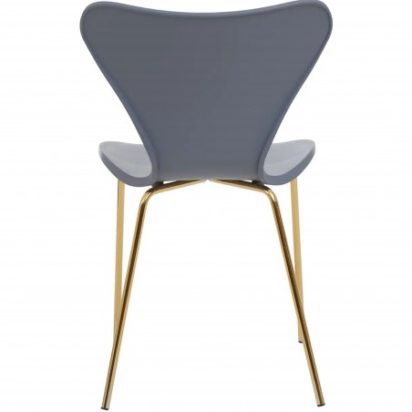 Leila Plastic Dining Chair with Gold Metal Legs - Grey Rear View