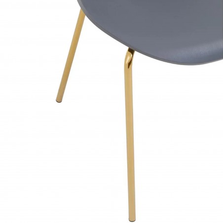 Leila Plastic Dining Chair with Gold Metal Legs - Grey Leg Detail