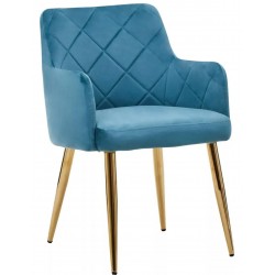 Tamzin Velvet Upholstered Dining Armchair Blue/Gold