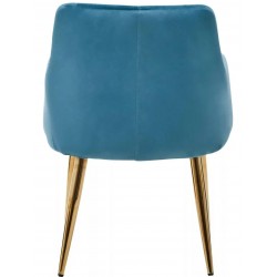 Tamzin Velvet Upholstered Dining Armchair Blue/Gold Rear View