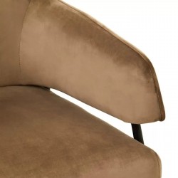 Henia Velvet Upholstered Accent Chair - Mink Seat Detail