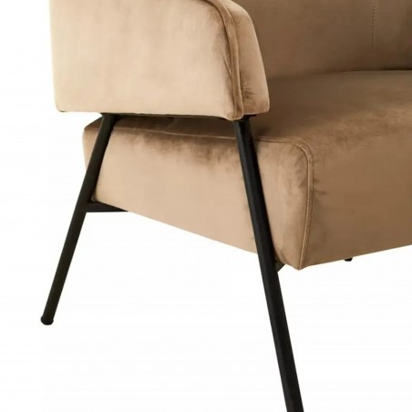 Henia Velvet Upholstered Accent Chair - Mink Leg Detail