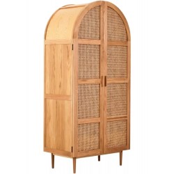 Lyon Natural Rattan and Oak Two Door Cabinet