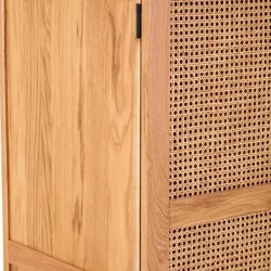 Lyon Natural Rattan and Oak Two Door Cabinet Front Detail
