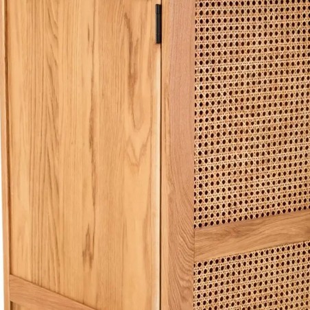 Lyon Natural Rattan and Oak Two Door Cabinet Front Detail