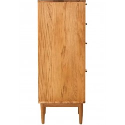 Lyon Four Drawer Rattan and Oak Chest Side View