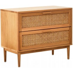 Lyon Two Drawer Rattan and Oak Chest