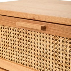 Lyon Two Drawer Rattan and Oak Chest Handle detail
