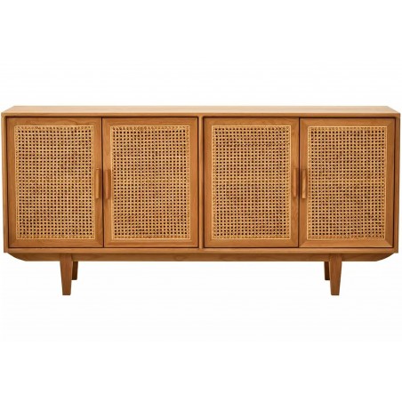 Lyon Four Door Rattan and Oak Sideboard Front view