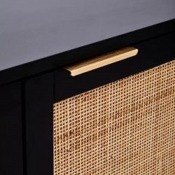 Sherman Two Door Wooden Storage Cabinet - Black front Detail