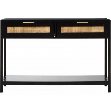 Sherman Two Drawer Wooden Console Table - Black Front View