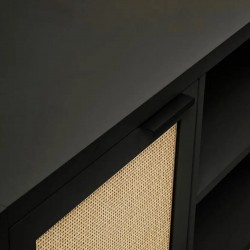Sherman Two Door Wooden Media Unit - Black Top Detail
