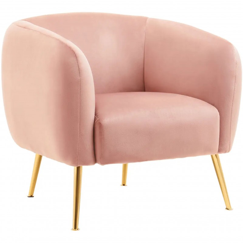 Yasmeen Velvet Upholstered Armchair - Pink